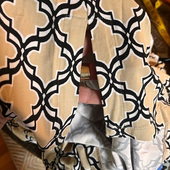 Susan Graver Tan & Black Print Cold Shoulder Tunic Top sz XL NWOT - Picture 6 of 6